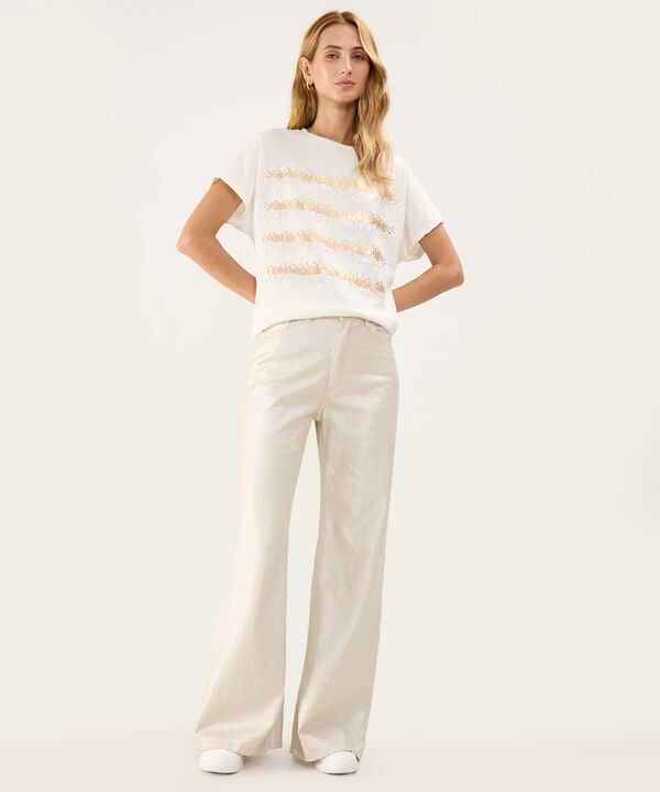 Jeans Wide Leg con Foil image number null