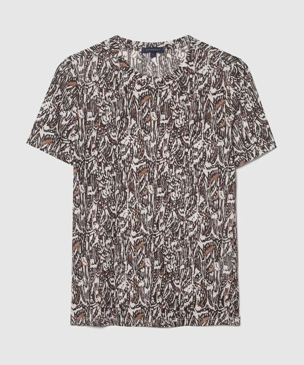 Camiseta Estampada Manga Corta, Cuello Redondo En Pieza, Bohemio Ornamental