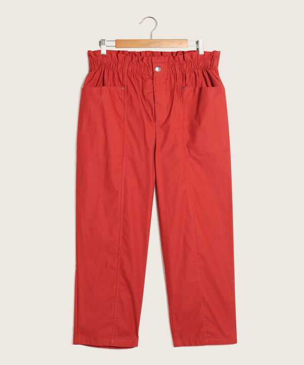 Pantalon Capri Con Elastico En Cintura Unicolor