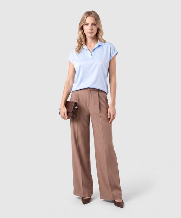 Blusa Unicolor Manga Corta Para Mujer