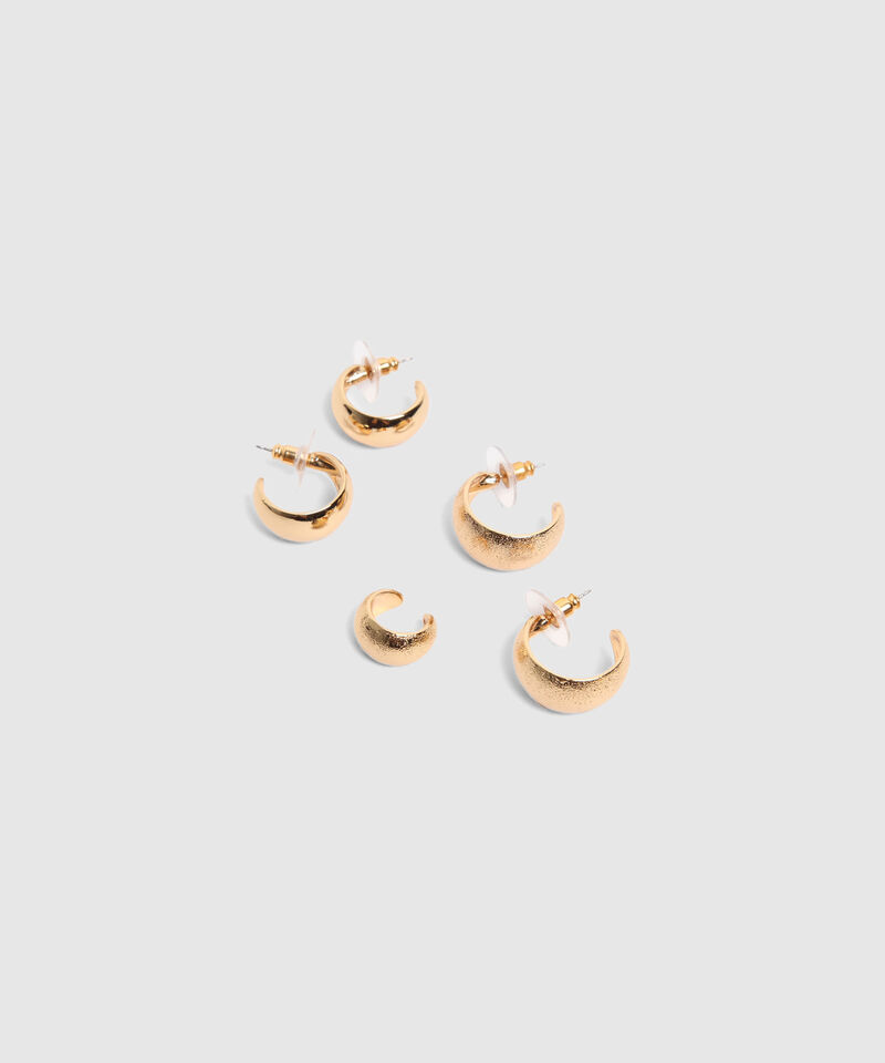 Set 3 Pares Aretes Media Argolla Gruesa Para Mujer