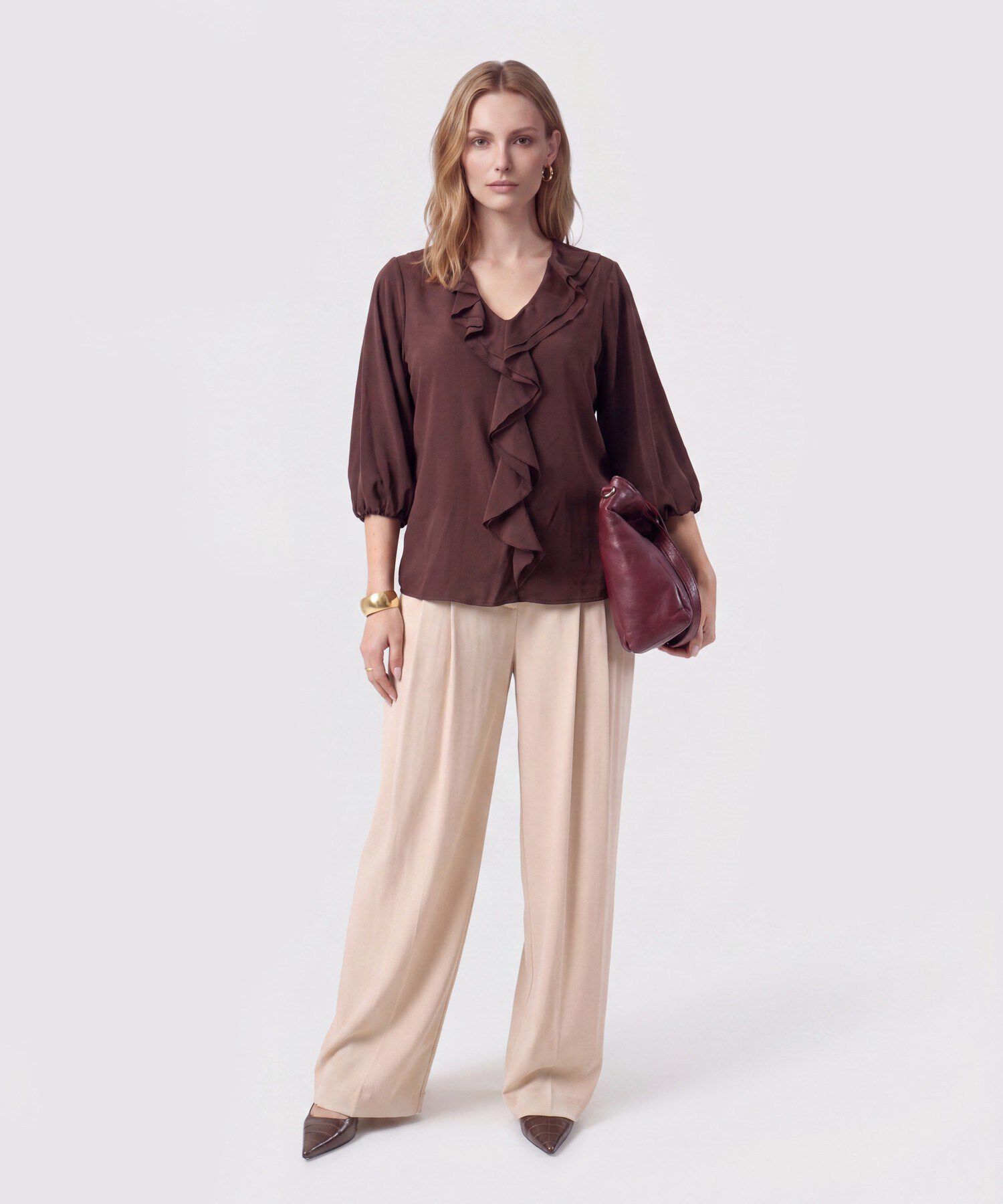 Blusa Con Bolero Frontal Cascada Mujer
