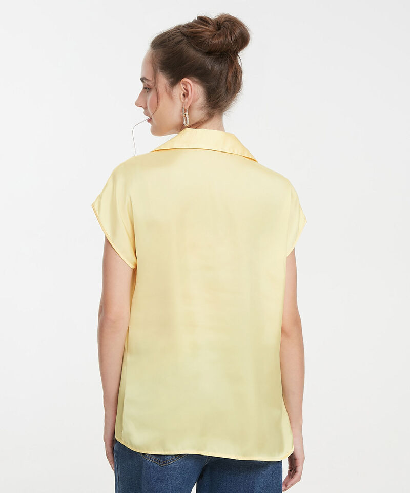 Blusa Tipo Camisa Manga Corrida Unicolor