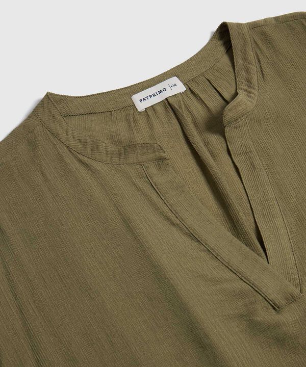 Blusa Escote En V Con Manga Corta Para Mujer Curvy