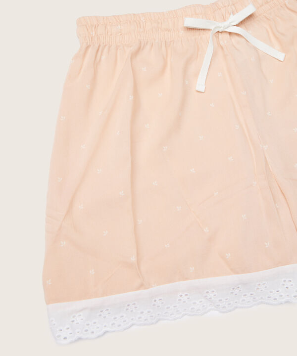 Pijama Mujer Manga Sisa Unicolor Con Short Estampado