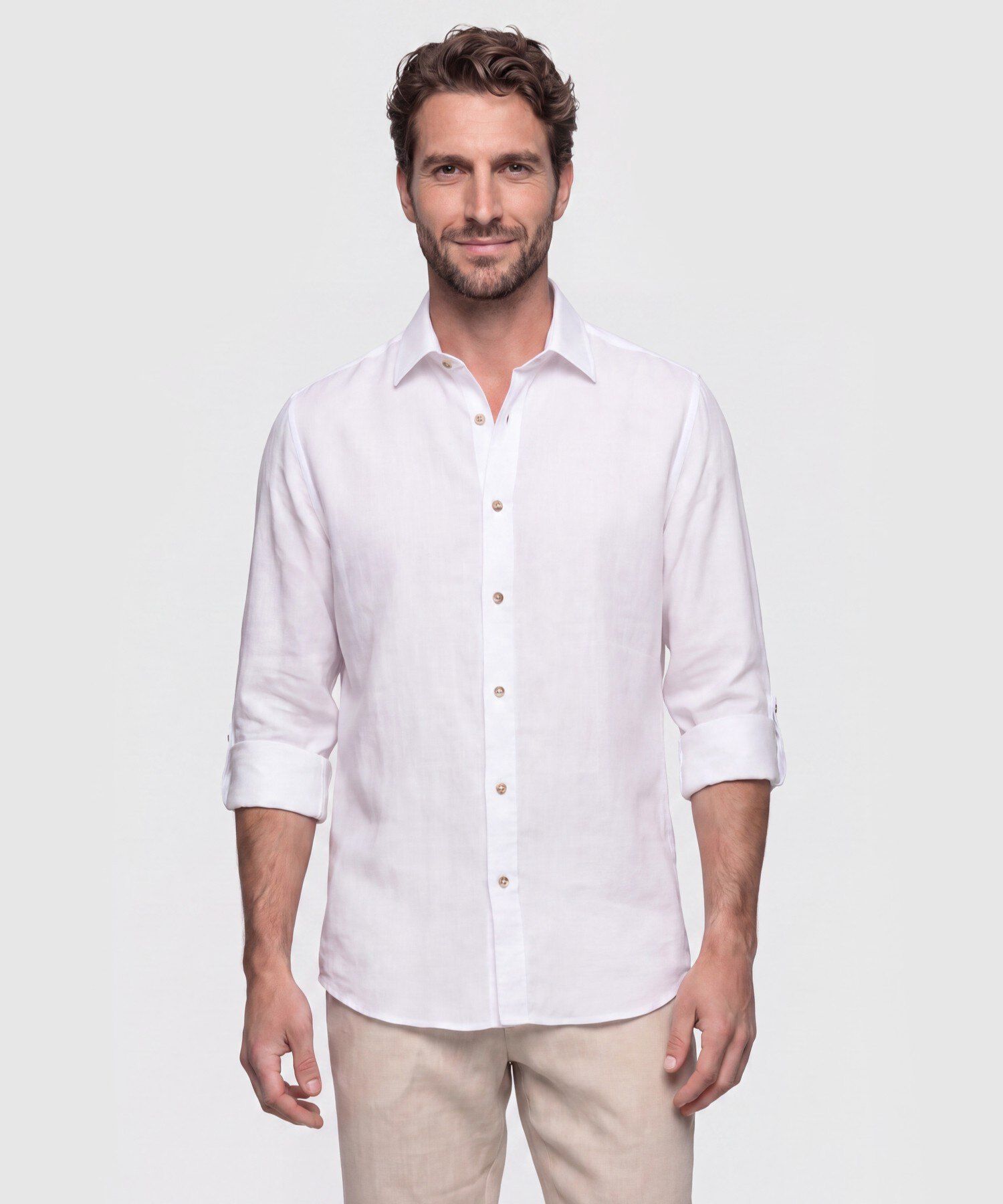 Camisa Unicolor Manga Larga para Hombre
