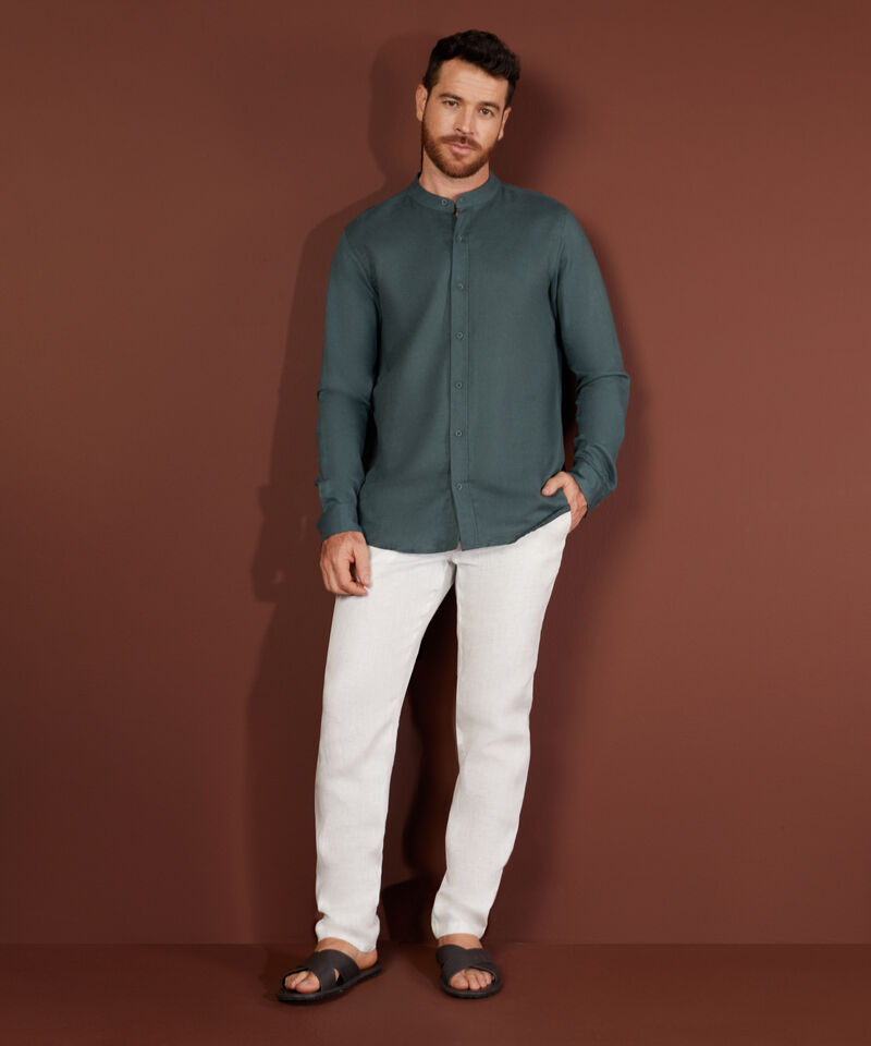 Camisa Unicolor Manga Larga Cuello Neru