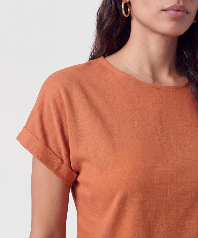 Blusa Manga Con Dobladillo Para Mujer