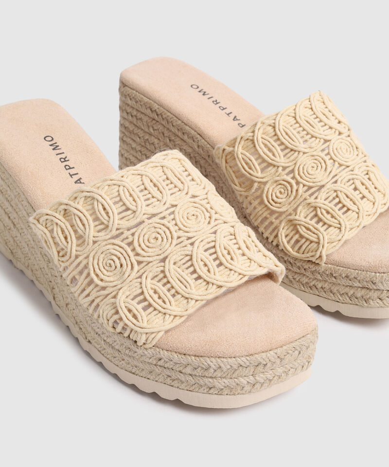 Sandalias De Plataforma Con Capellada De Macram&eacute; Para Mujer