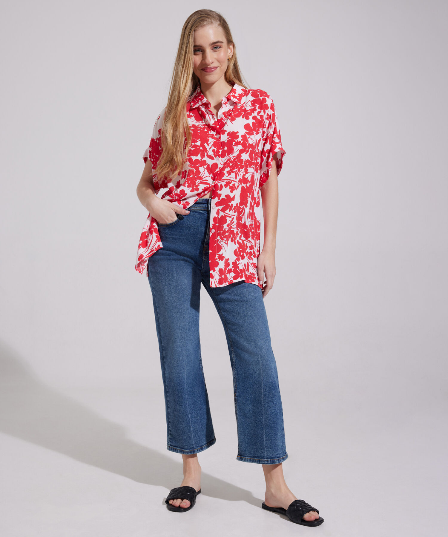 Camisa Manga Corta Corrida Estampada