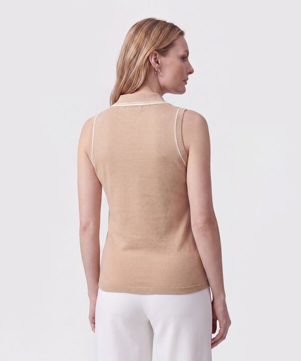 Polo Texturizada Cuello En Contraste Mujer