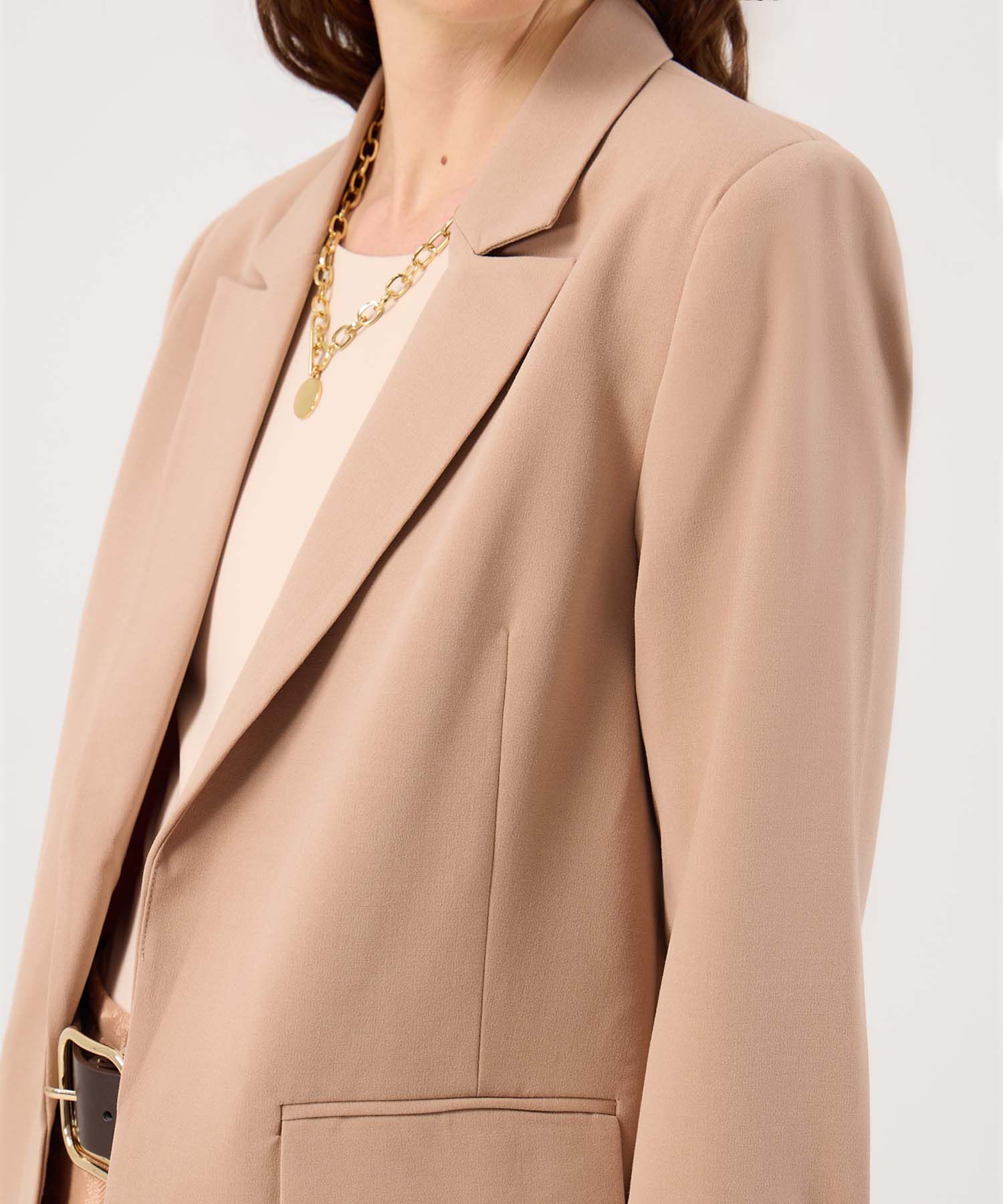 Blazer Unicolor Con Forro A Rayas