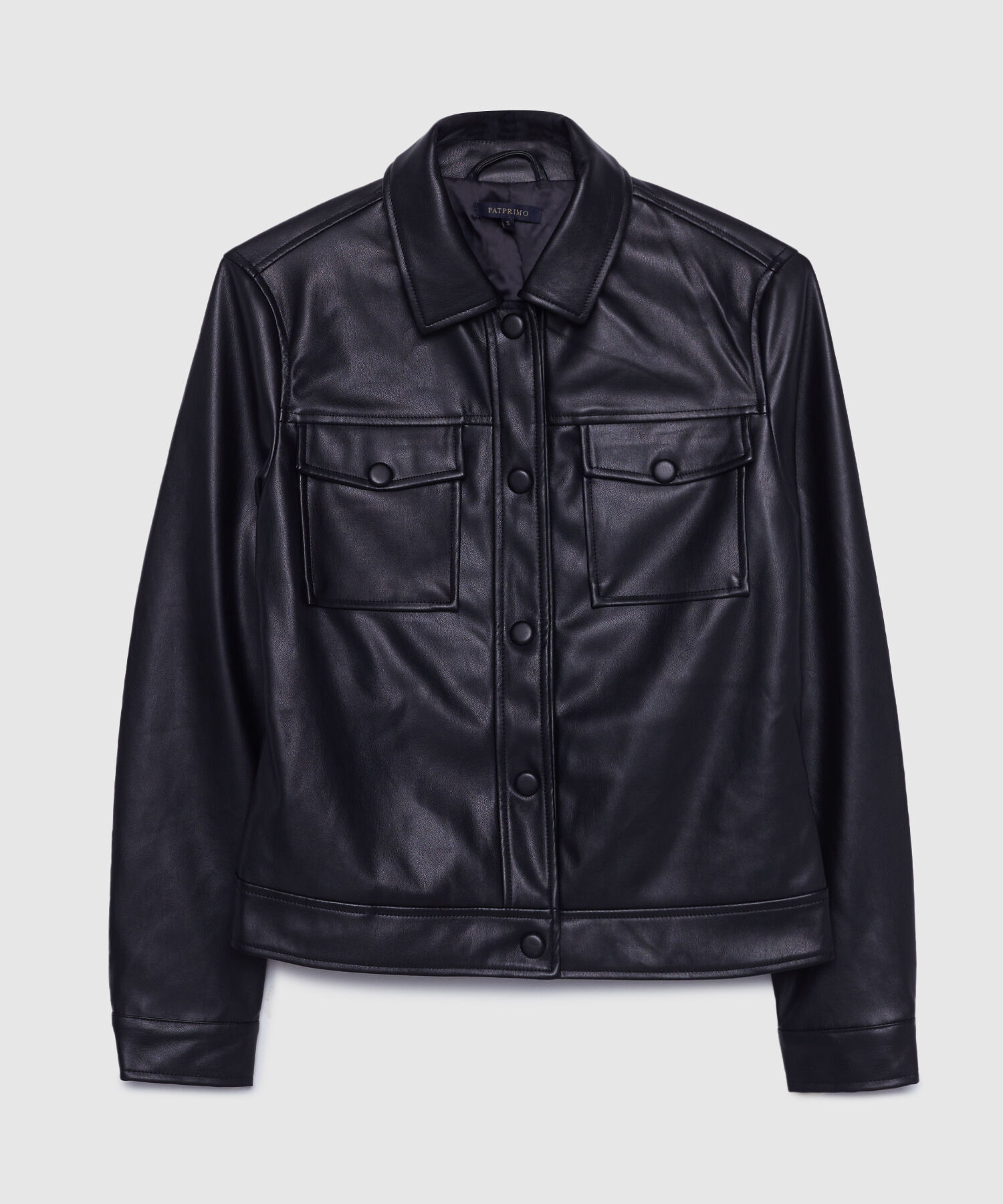 Chaqueta De Pu Con Bolsillos De Tapa