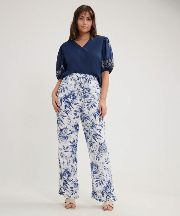 Blusa Manga Bombacha Con Bordado