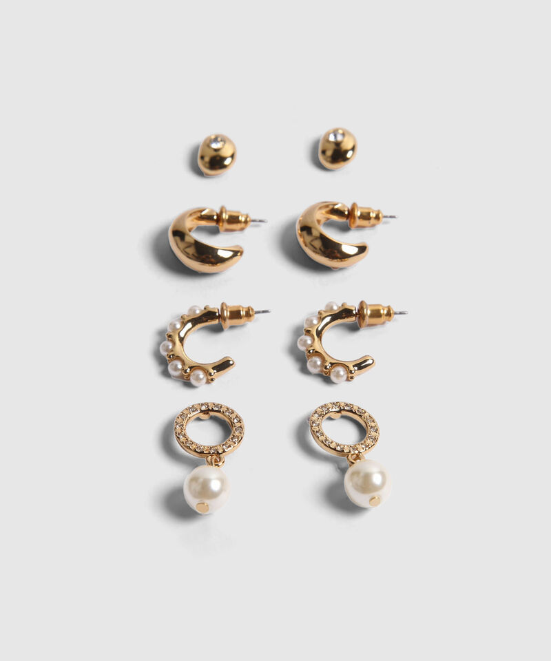 Set x 4 Aretes Dorados con Perlas