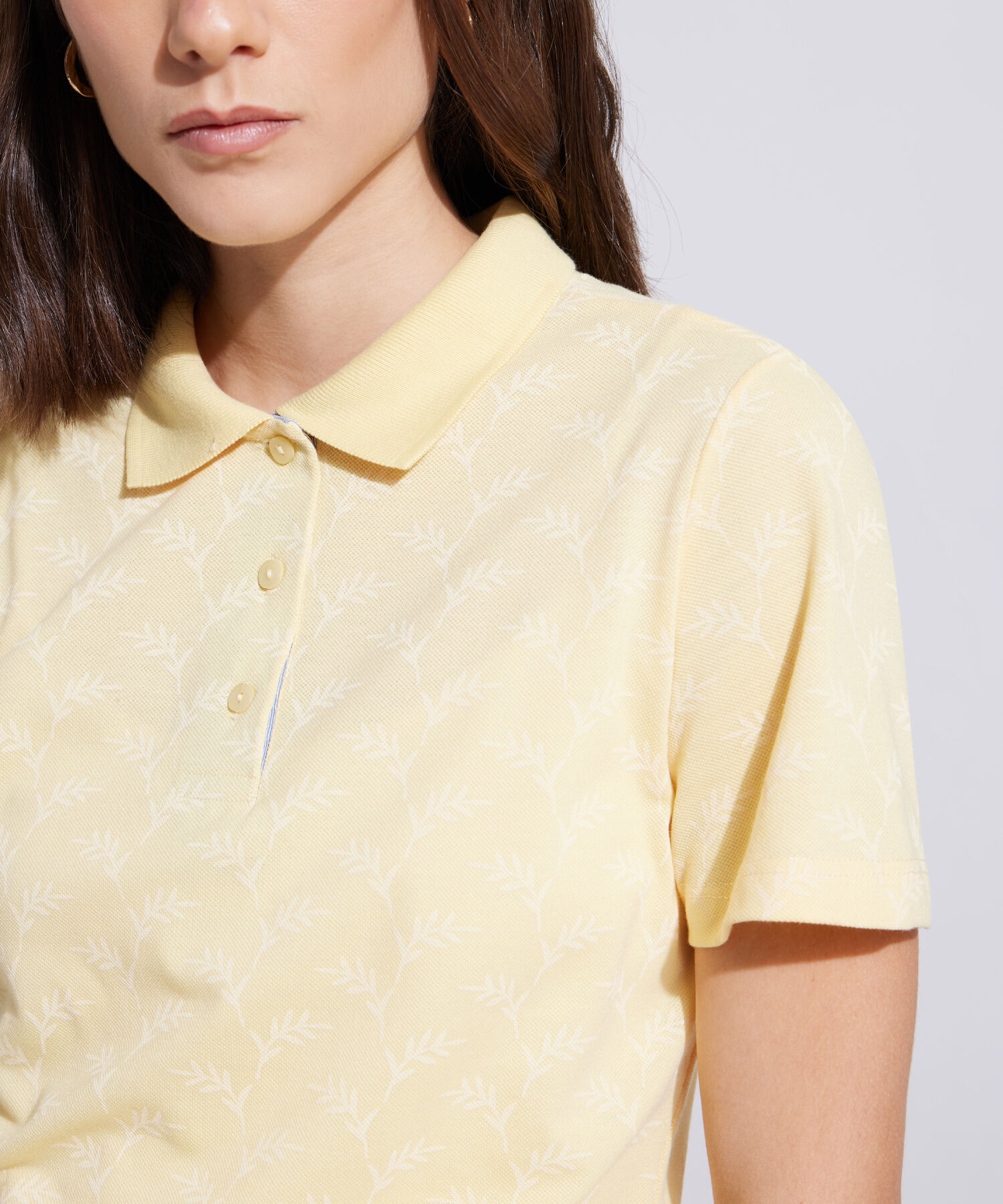 Polo Estampada Manga Corta Con Cuello Tejido Sin Bolsillo