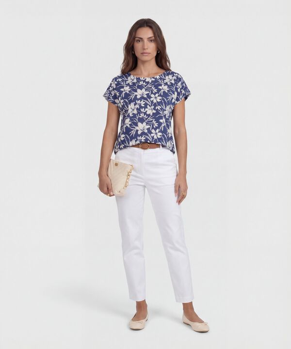 Blusa Estampada, Manga Corta Corrida