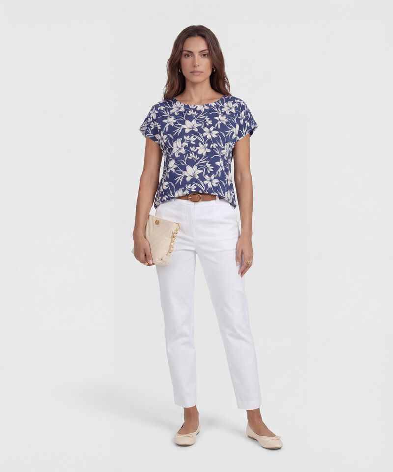 Blusa Estampada, Manga Corta Corrida