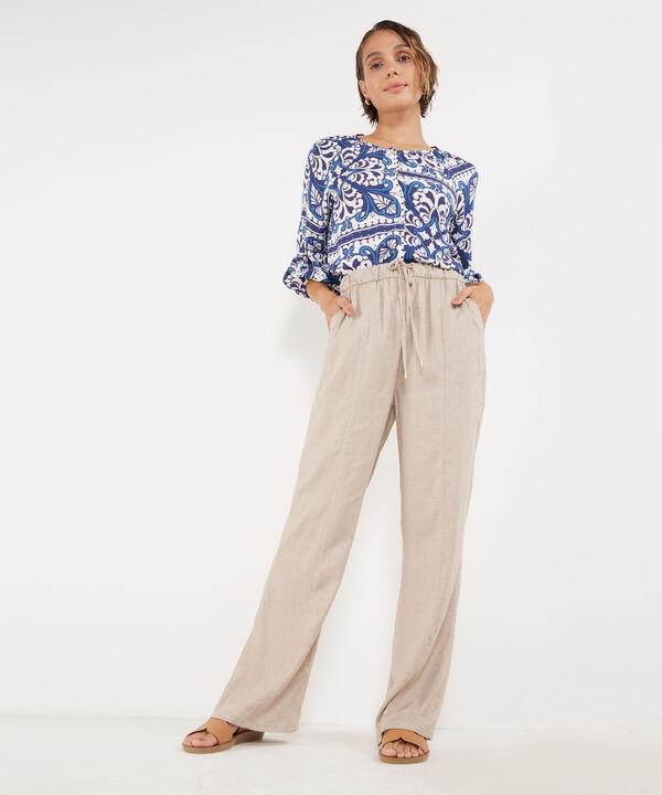 Pantalón Bota Recta En Lino