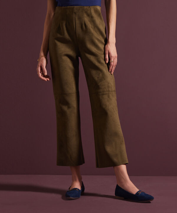 Leggings Unicolor En Suede Crop Bota Recta