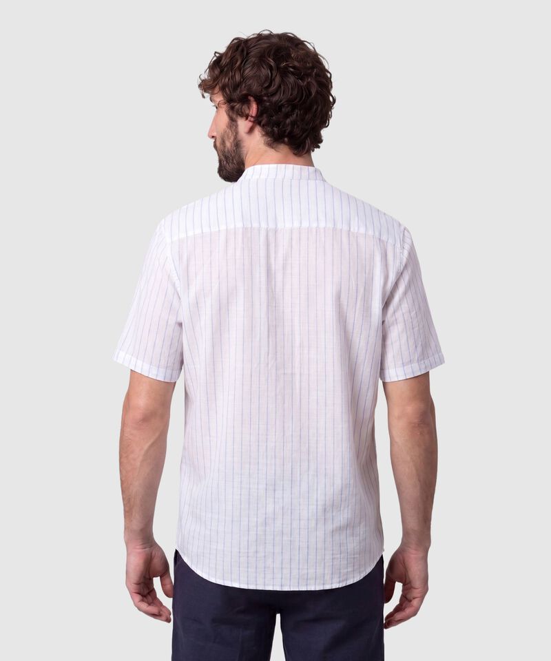 Camisa Manga Corta Cuello Mao Para Hombre