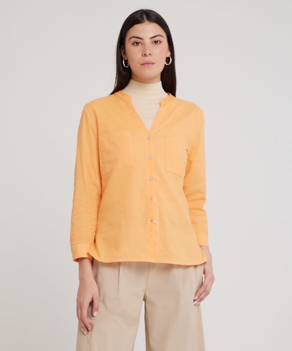 Blusa  Manga Larga Con Bolsillo Unicolor image number null