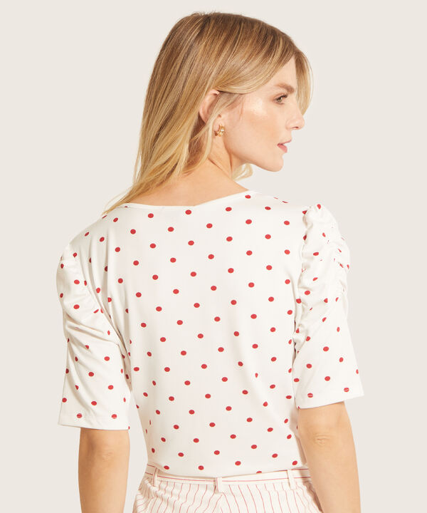 Camiseta Estampada Manga Corta Con Ruche