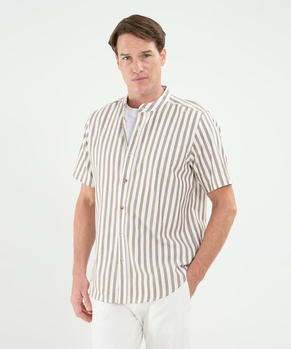 Camisa Manga Corta Cuello Neru Lino Para Hombre image number null