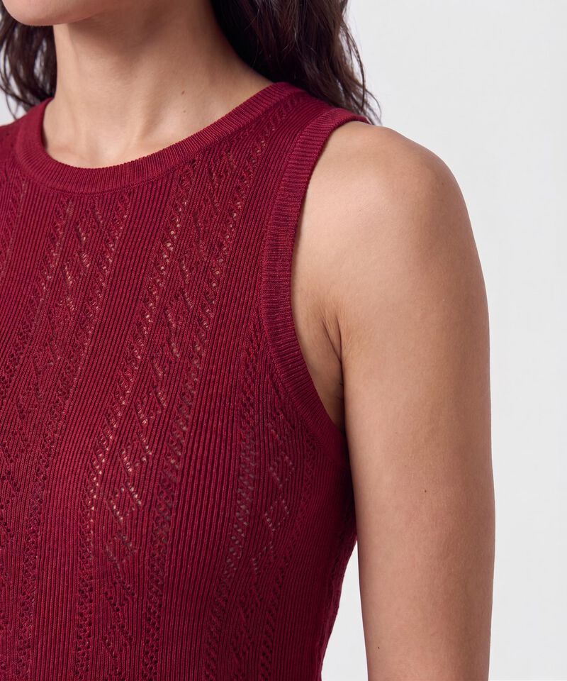 Camiseta Sin Mangas Tejido Calado Mujer
