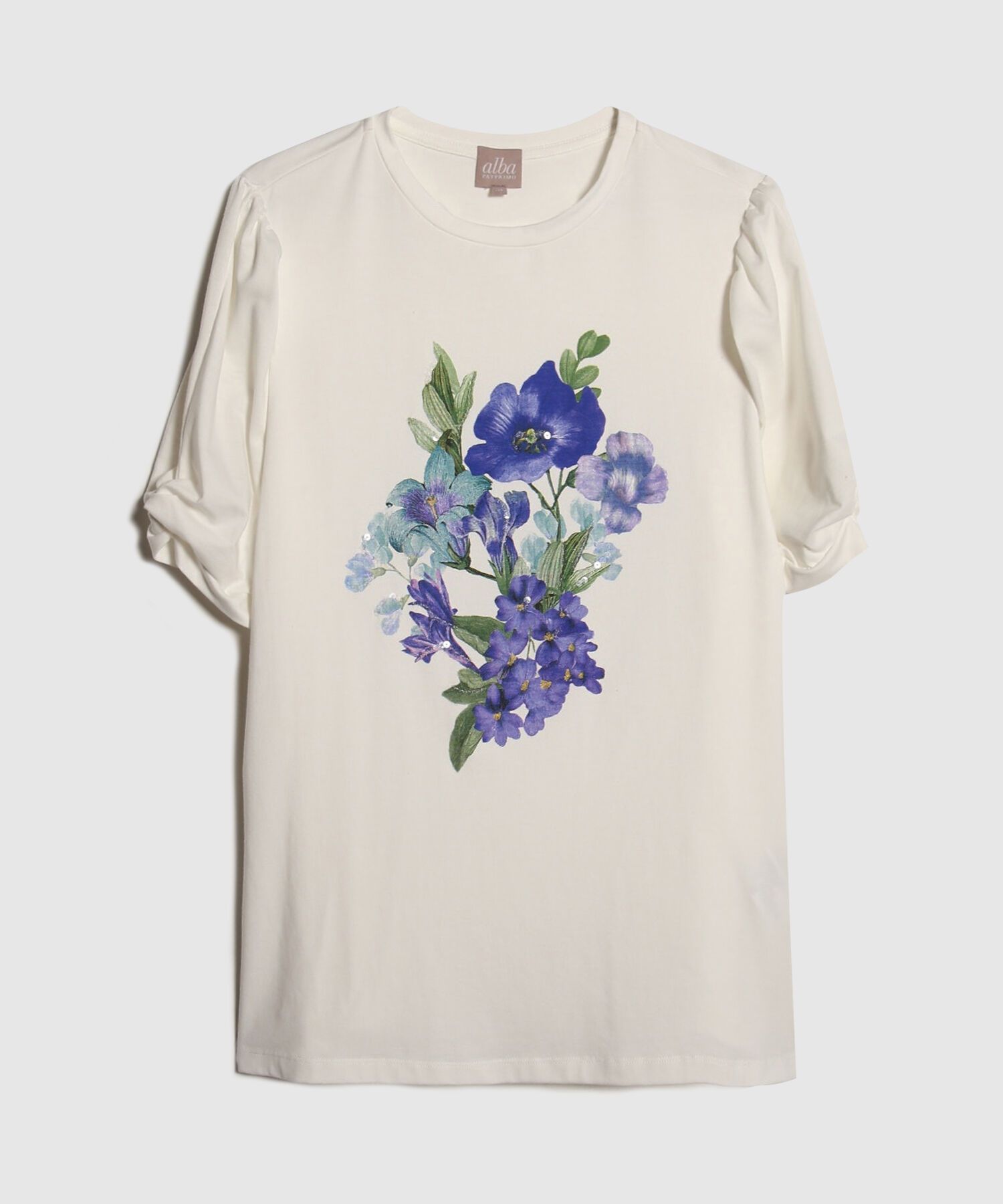 Camiseta Unicolor Con Screen Y Lentejuelas
