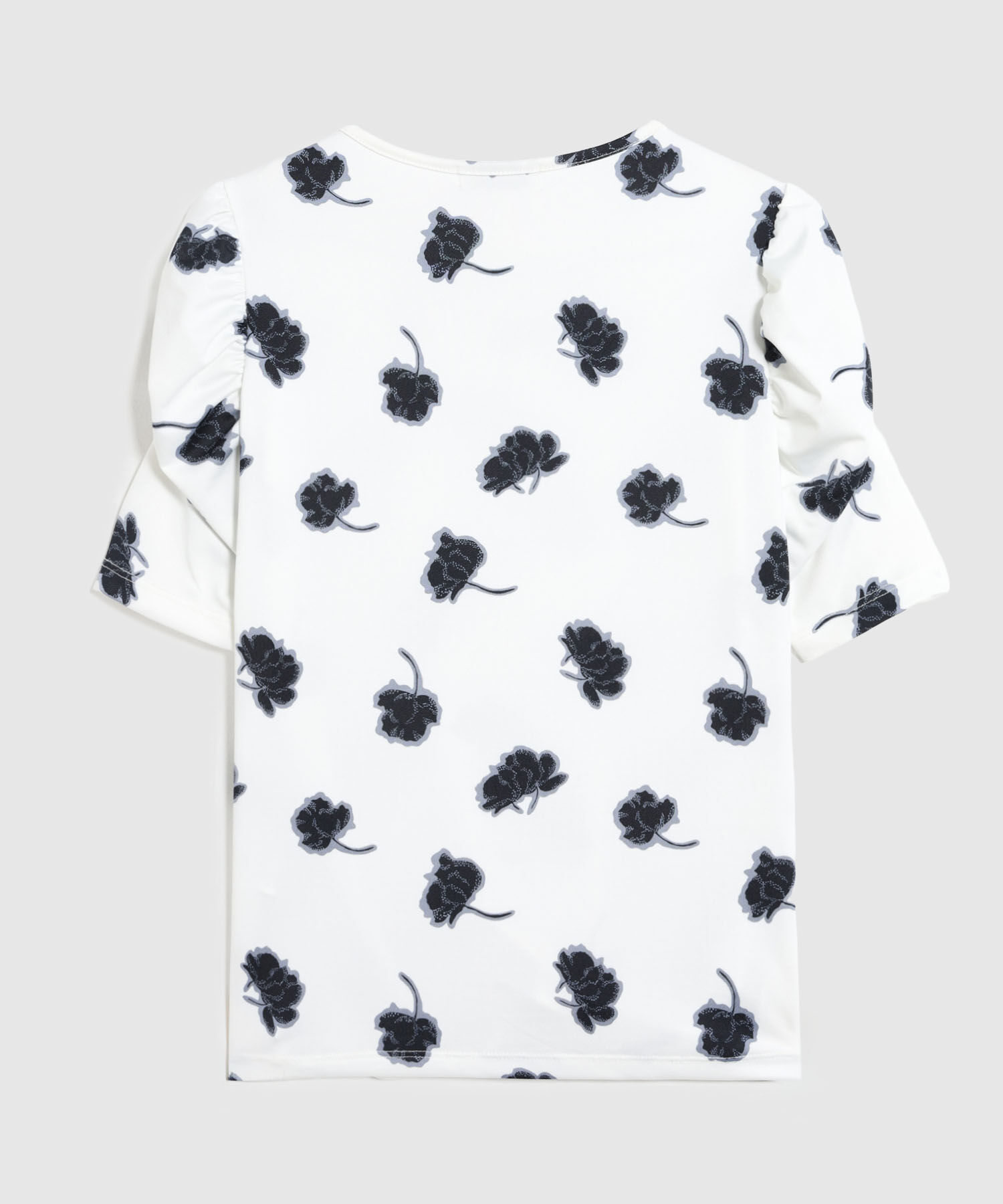 Camiseta Manga Corta Con Ruche Estampada