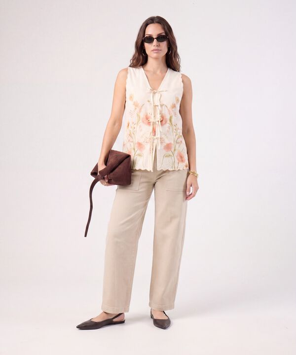 Jeans Bota Ancha Con Bolsillos Para Mujer