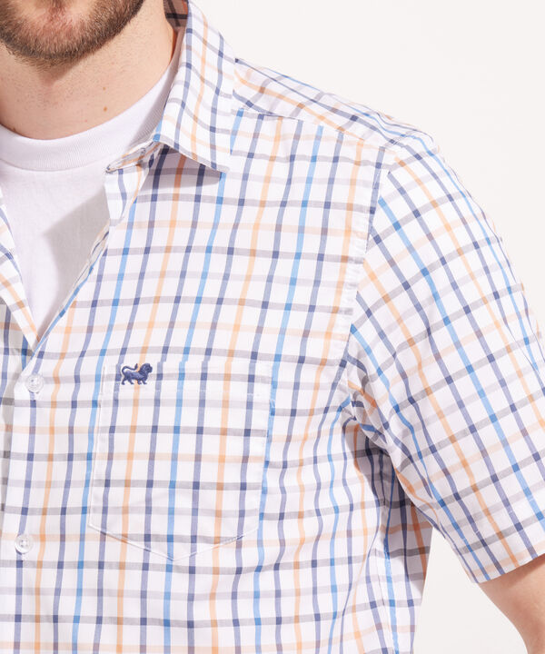 Camisa Manga Corta Cuadros Estampados Con Bolsillo image number null