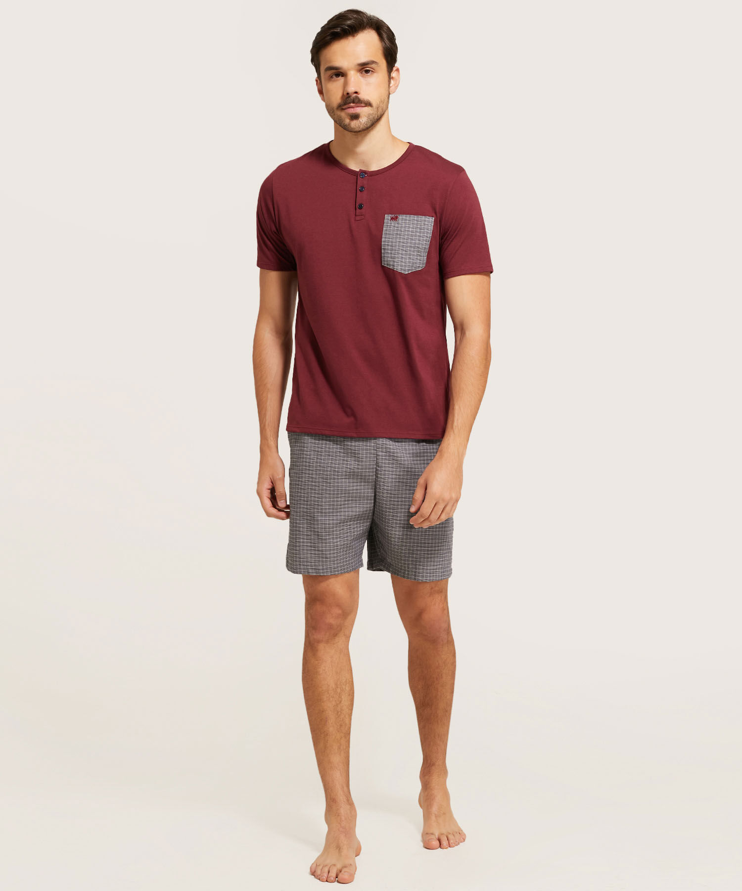 Pijama Camiseta Cuello Henley