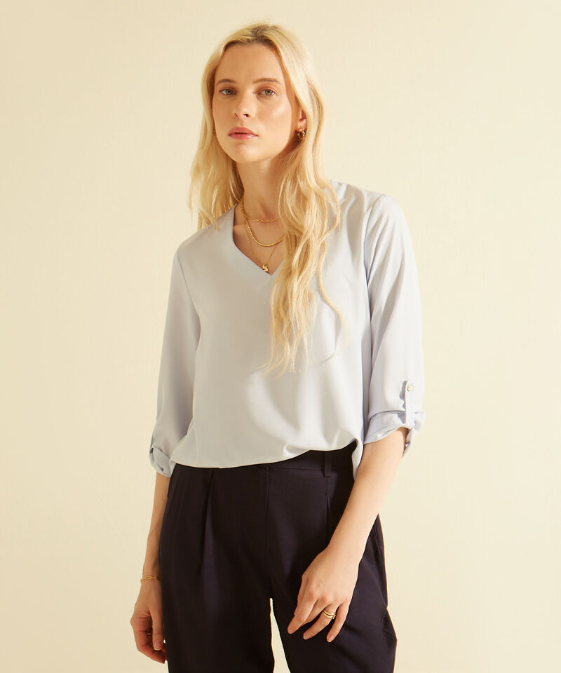 Blusa Manga 3/4 Con Charretera Unicolor