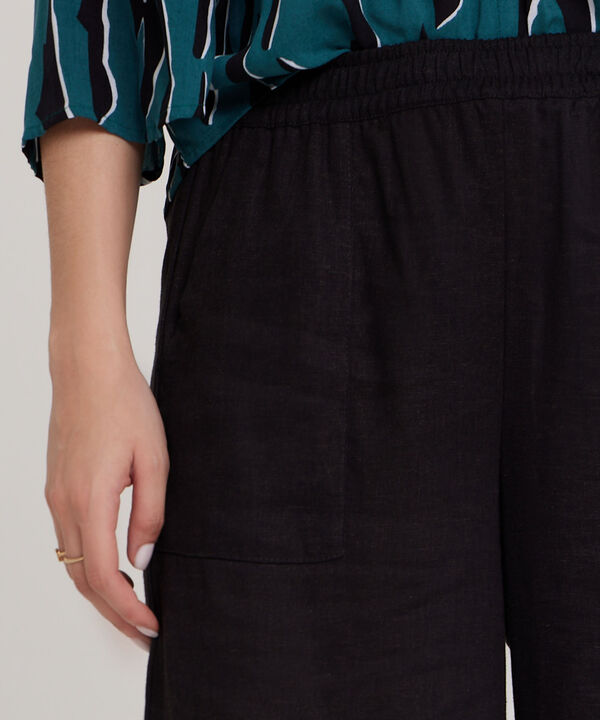 Pantalon Moda Tipo Culotte Unicolor, Resortado Con Bolsillos Diagonales, Tel Aviv Linea Moda image number null