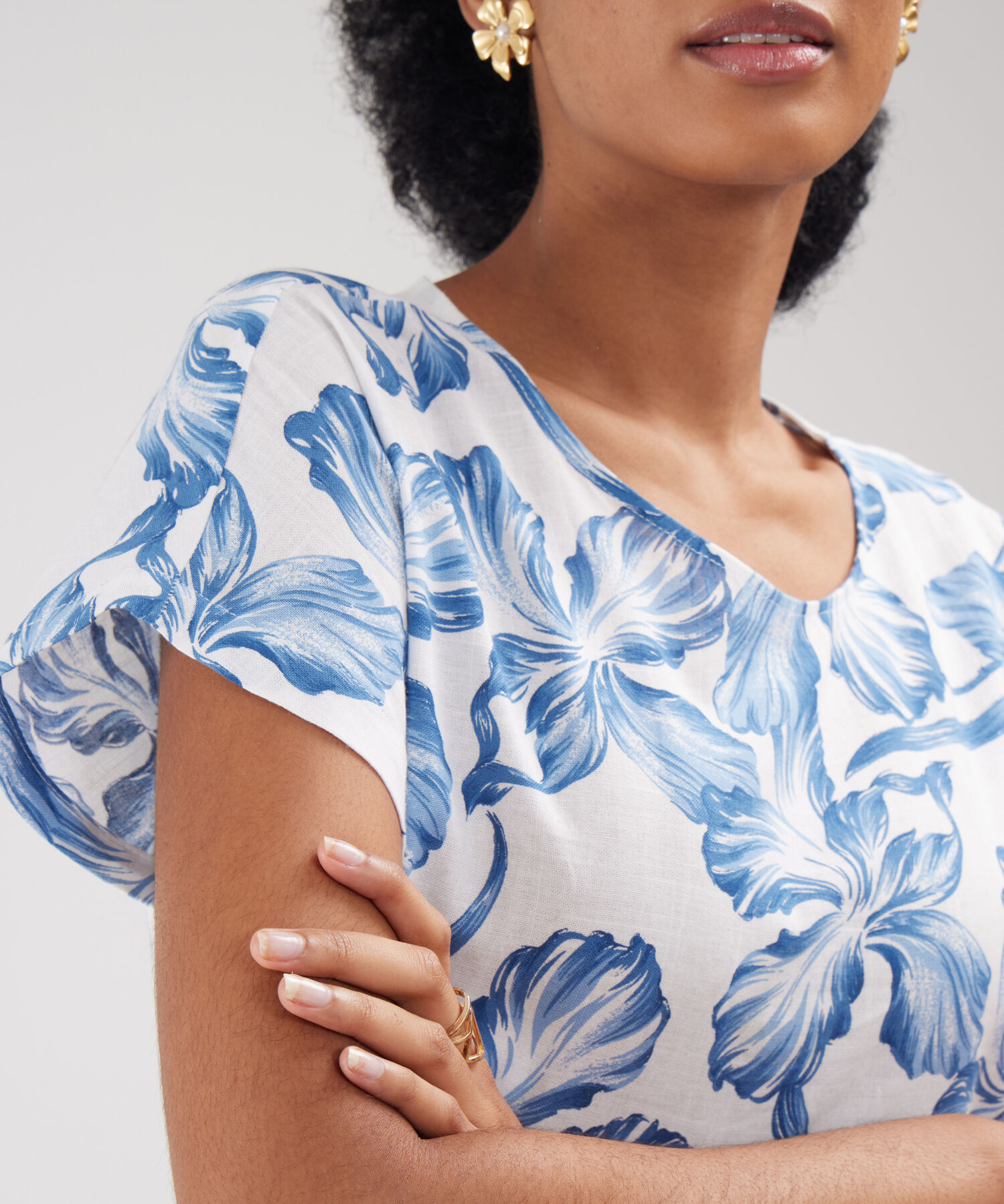 Blusa Estampada, Manga Corta Corrida