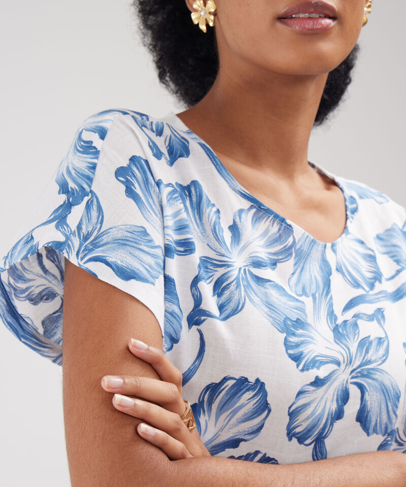 Blusa Estampada, Manga Corta Corrida