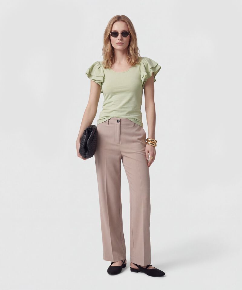 Camiseta Con Mangas De Volantes Para Mujer