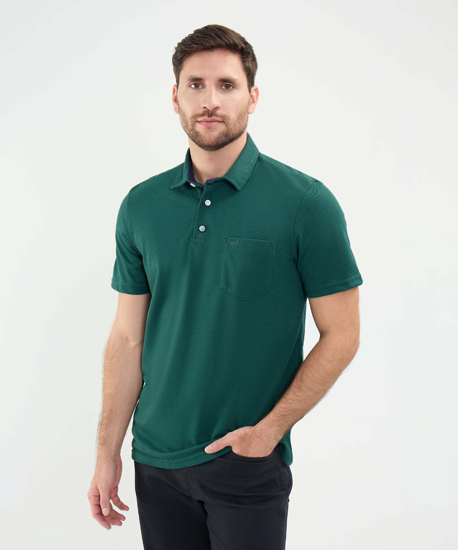 Polo Unicolor, Cuello Duro Con Bolsillo Y Silueta Regular Fit Naranja