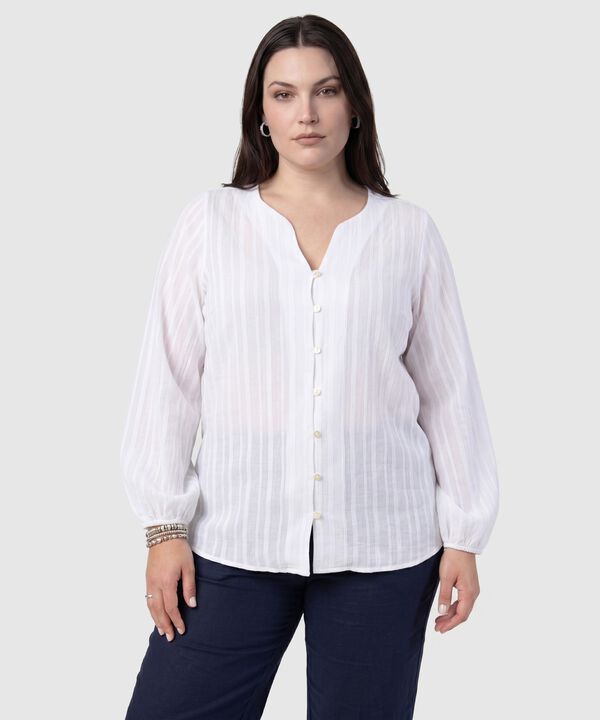 Blusa Botones Manga Larga Mujer Curvy image number null