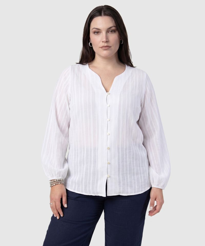 Blusa Botones Manga Larga Mujer Curvy