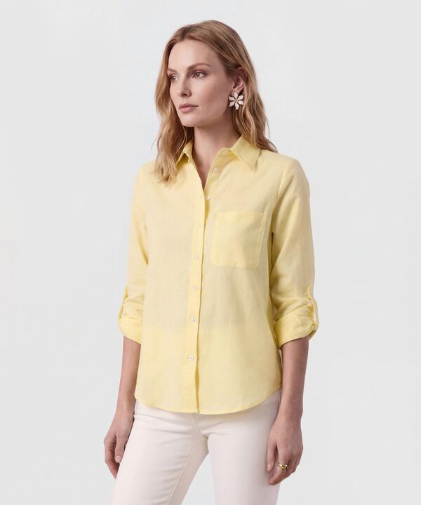 Camisa Unicolor Con Charretera Para Mujer