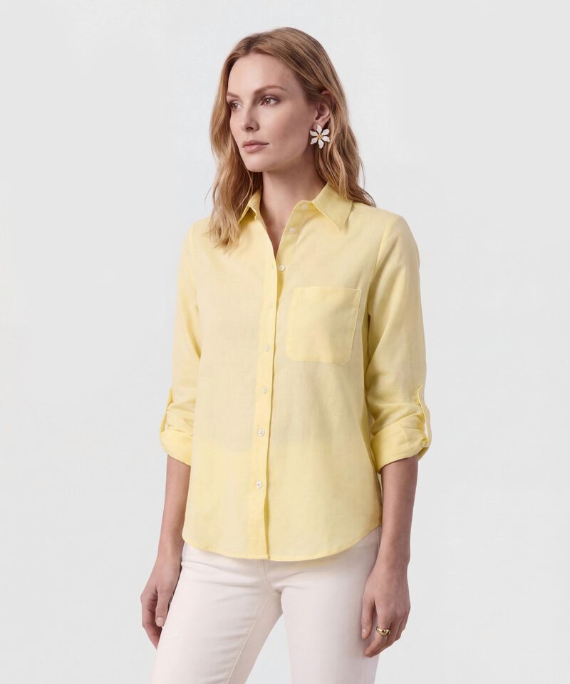 Camisa Unicolor Con Charretera Para Mujer