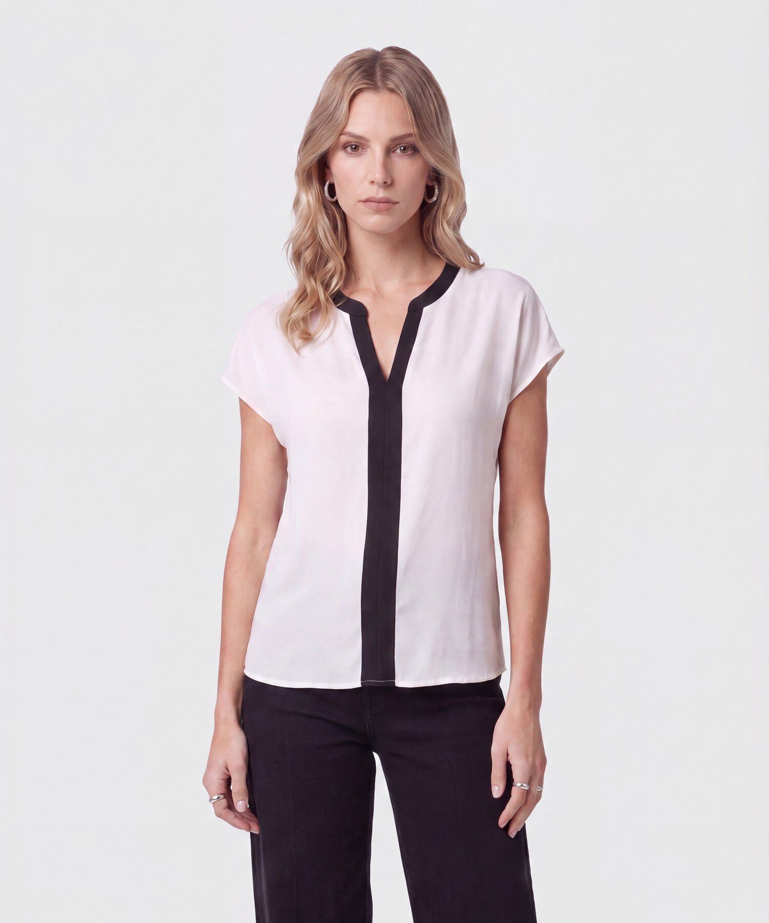 Blusa Manga Corrida En Contraste