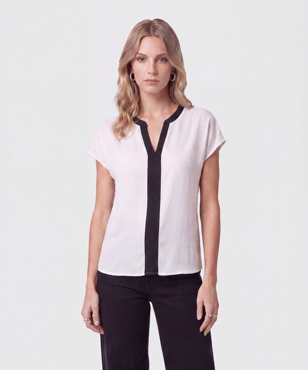 Blusa Manga Corrida En Contraste