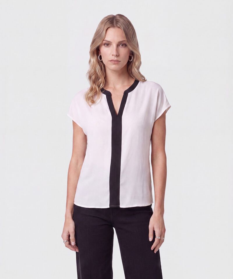 Blusa Manga Corrida En Contraste