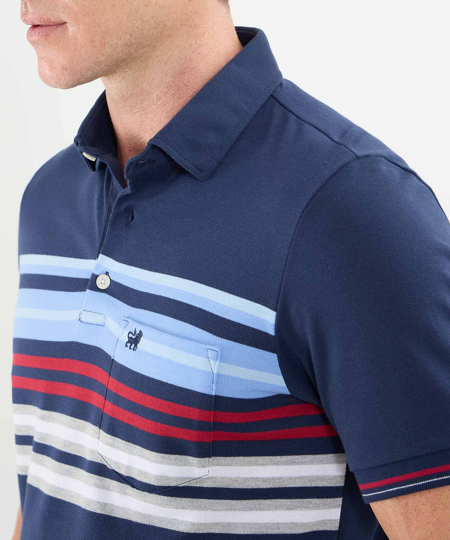 Polo Cuello Máquina Preteñida Con Bolsillo Para Hombre