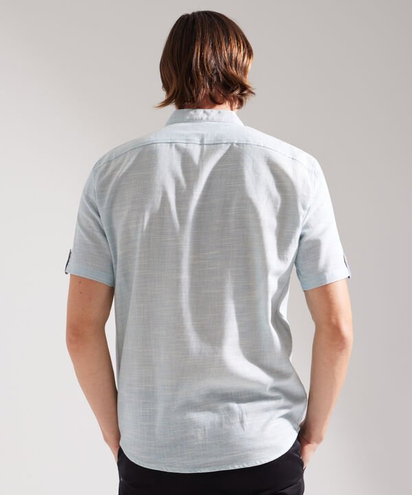 Camisa en Lino con Cuello Mao