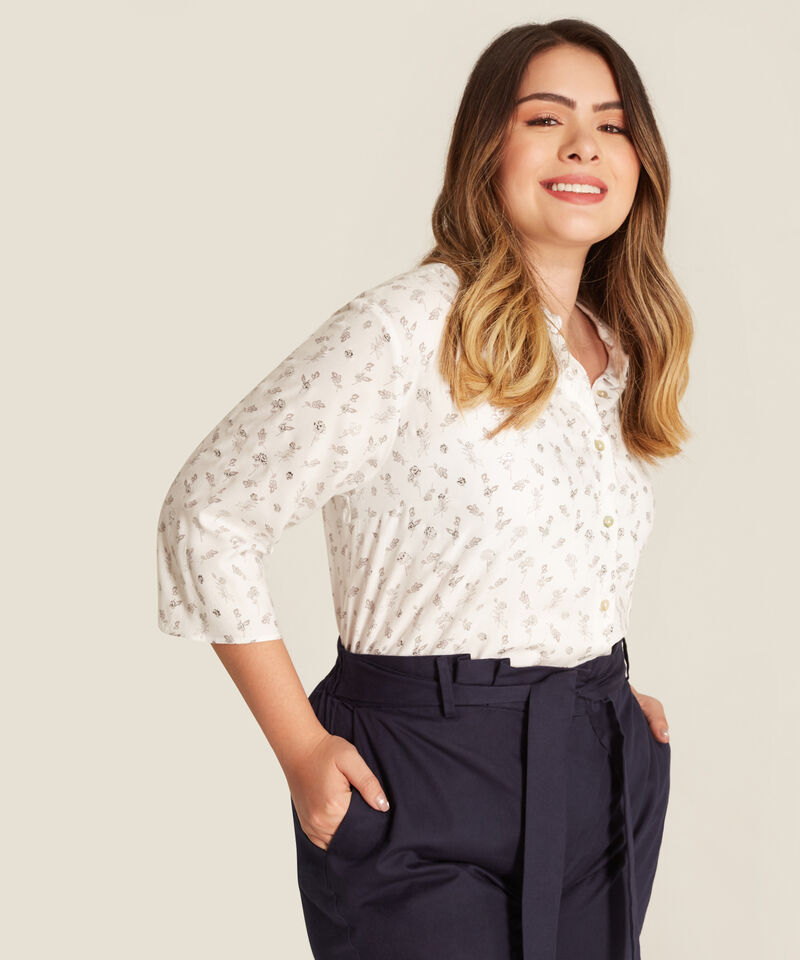 Camisa Blanca Estampada